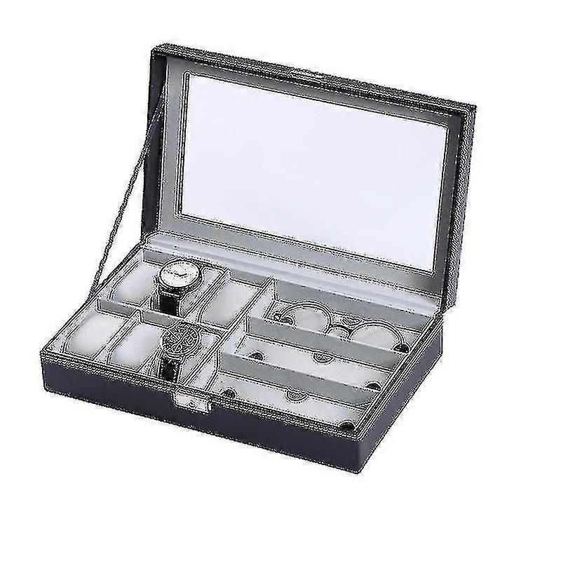 Leather 6-bit Watch + 3-bit Eye Watch Storage Box Glasses Case