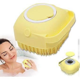 Silicone Body Shower Brush, 2 In 1 Soft Shower Brush Bath, Body Scrubber With Shower Gel Dispenser, Wash Exfoliating Shower Tool (yellow)