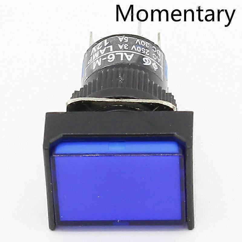 1pcs 16mm Rectangle Momentary push button switch lamp 5pins 12V