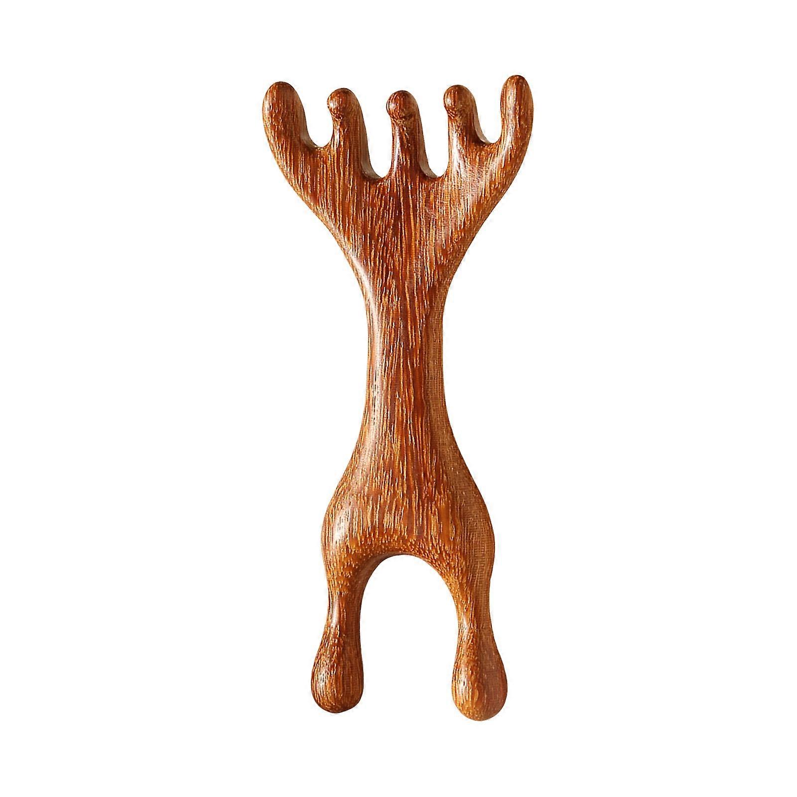 Sandalwood Head Massage Comb Gua Sha Tool Back Scratcher Handheld Wide-Tooth Comb for Curly Hair Scalp Massager for Stress Relief