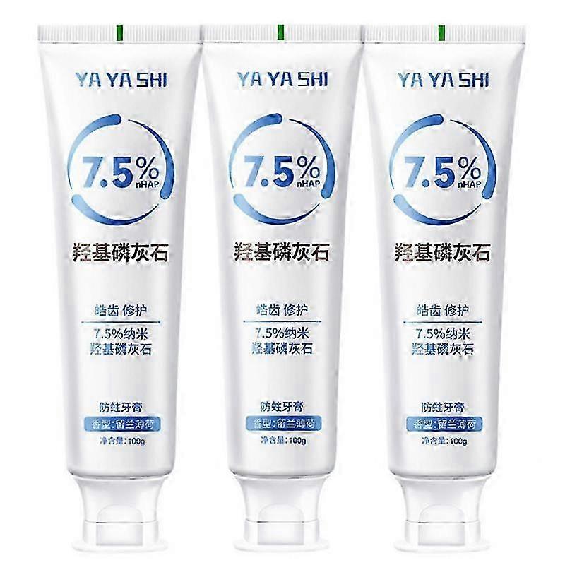 3x Nano Hydroxyapatite Toothpaste Whitens Teeth, Freshens Breath, Contains Anti-caries Toothpaste 100g