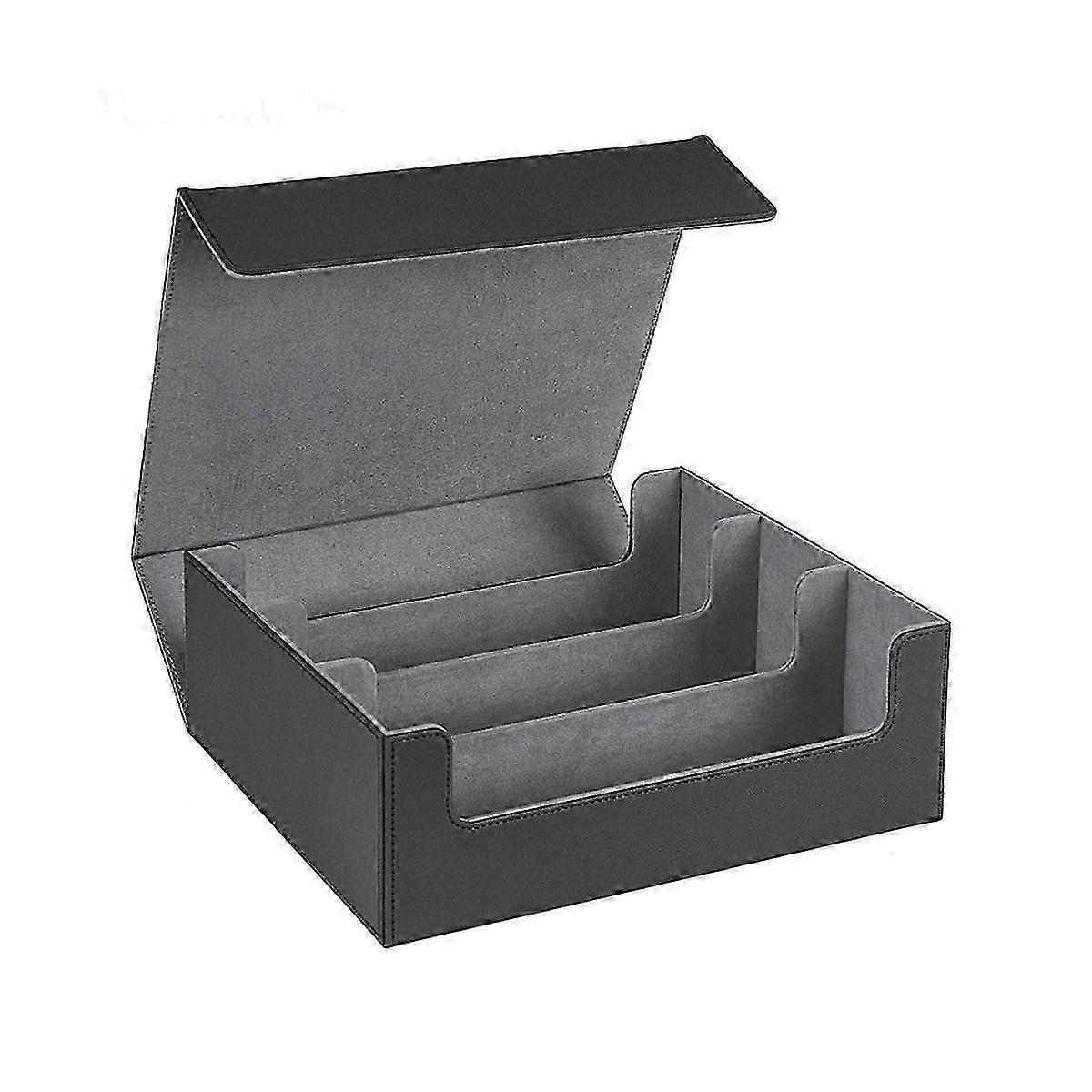 1800+ Card Deck Case For Trading Cards, Magnetic Card Storage Box Top Side-loading Deck Case Game Cards Box Black+gray