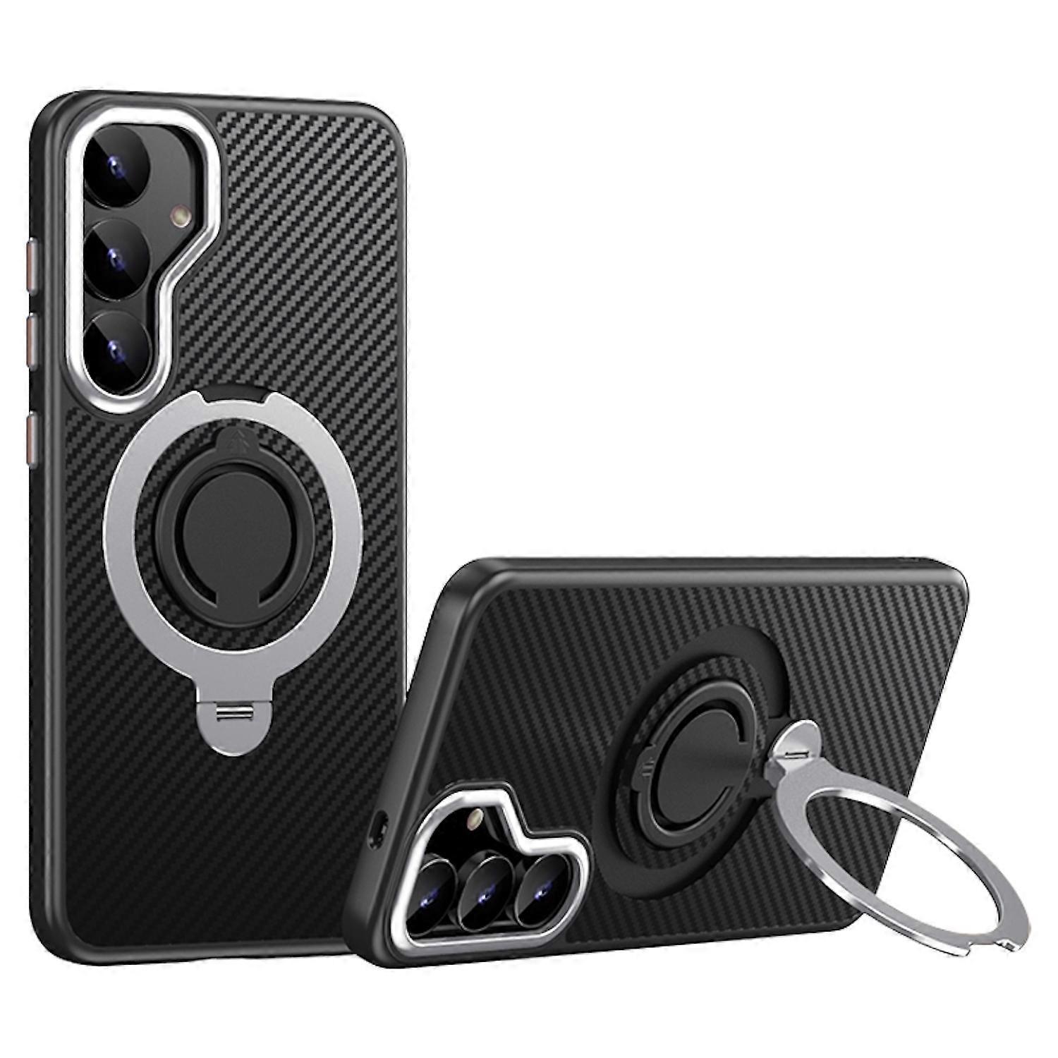 For Samsung Galaxy S25 MagSafe Carbon Design TPU Ring Protective Case