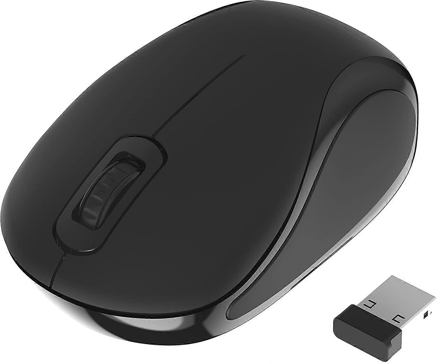 2.4GHz Wireless Small Portable Laptop Mouse Stylish Wireless Mouse with Receiver Black