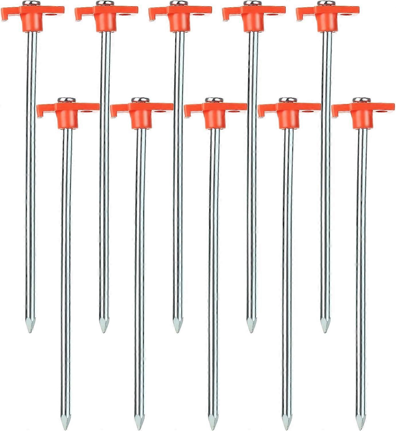 10 Durable Steel Tent Stakes with Plastic Frame for Camping