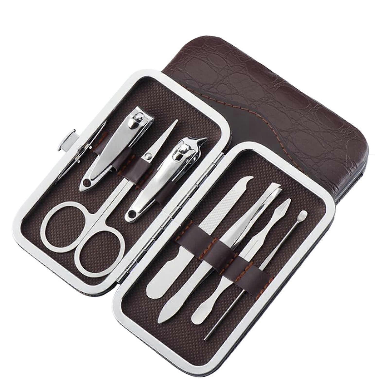 7 Pcs nail clippers set with PU case, various tools included