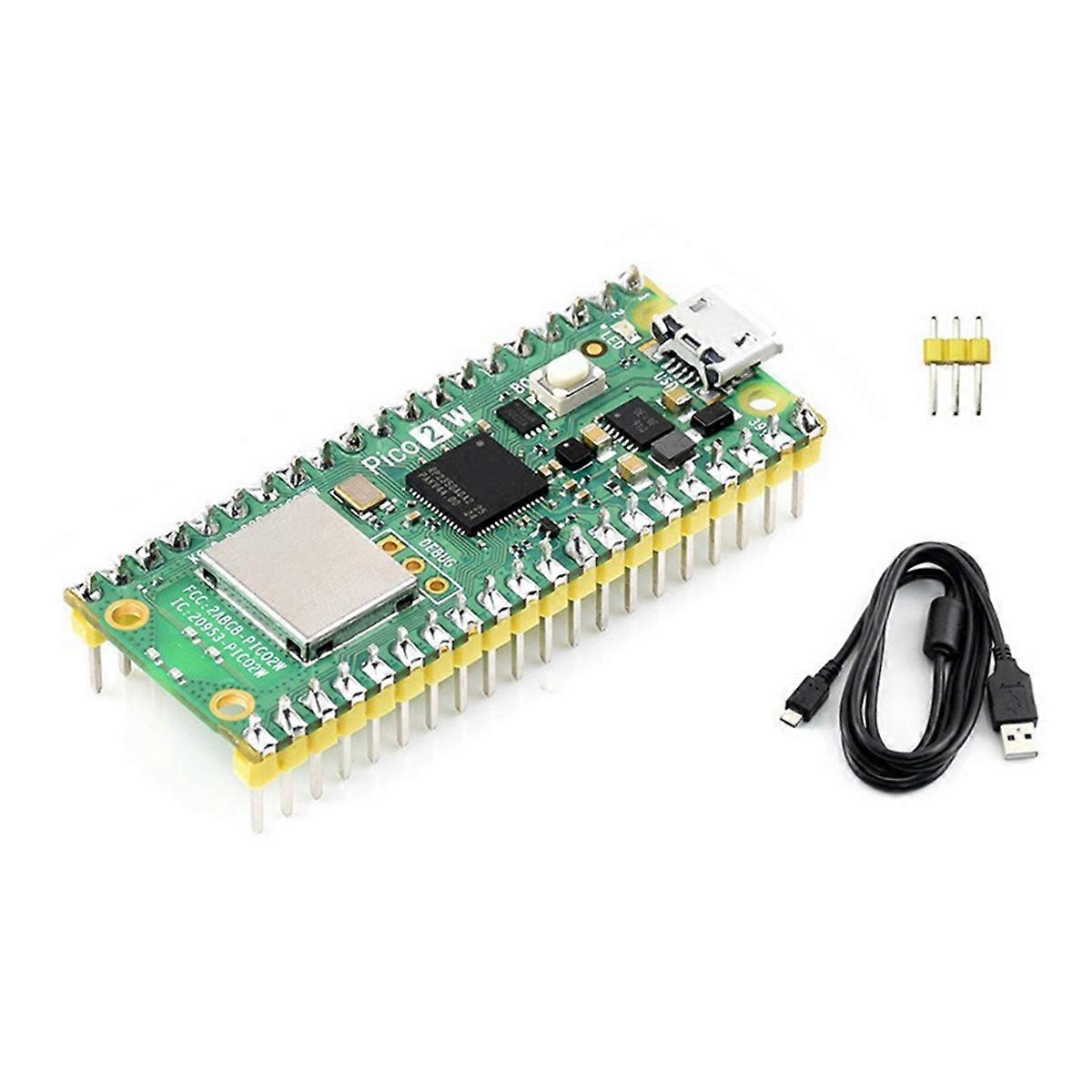 Til 2 W mikrocontroller-udviklingskort RP2350-chipunderstøttelse WIFI Bluetooth, loddet gul header