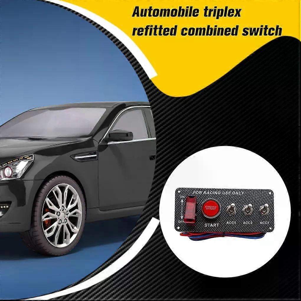 12V Led Switch Carbon Fiber Ignition Switch Push Engine Start Car Accessories Button Set For Racing Car