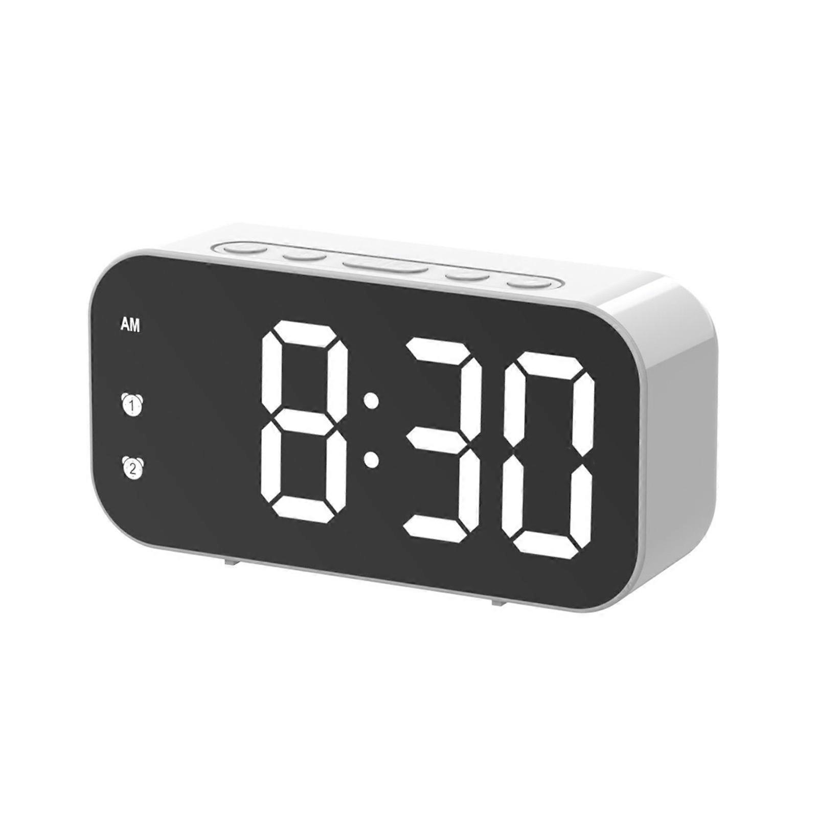 Voice Controls Table Clock with Alarm Function for Home Decoration and Practical Use in Any Room  White