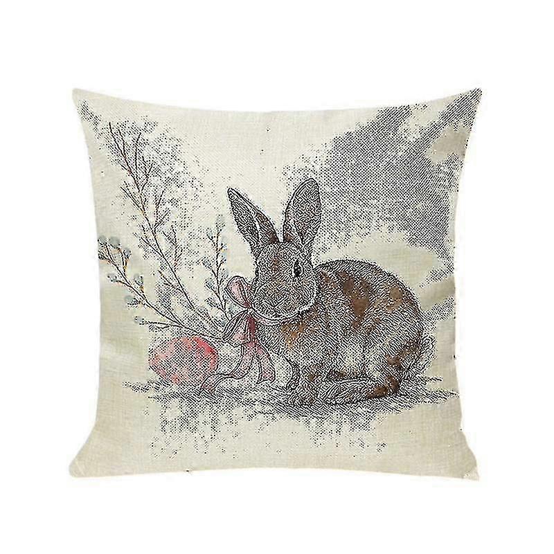 Easter Rabbit Pattern Pillowcase Creative Pillow Cover Cushion Protector Ynx