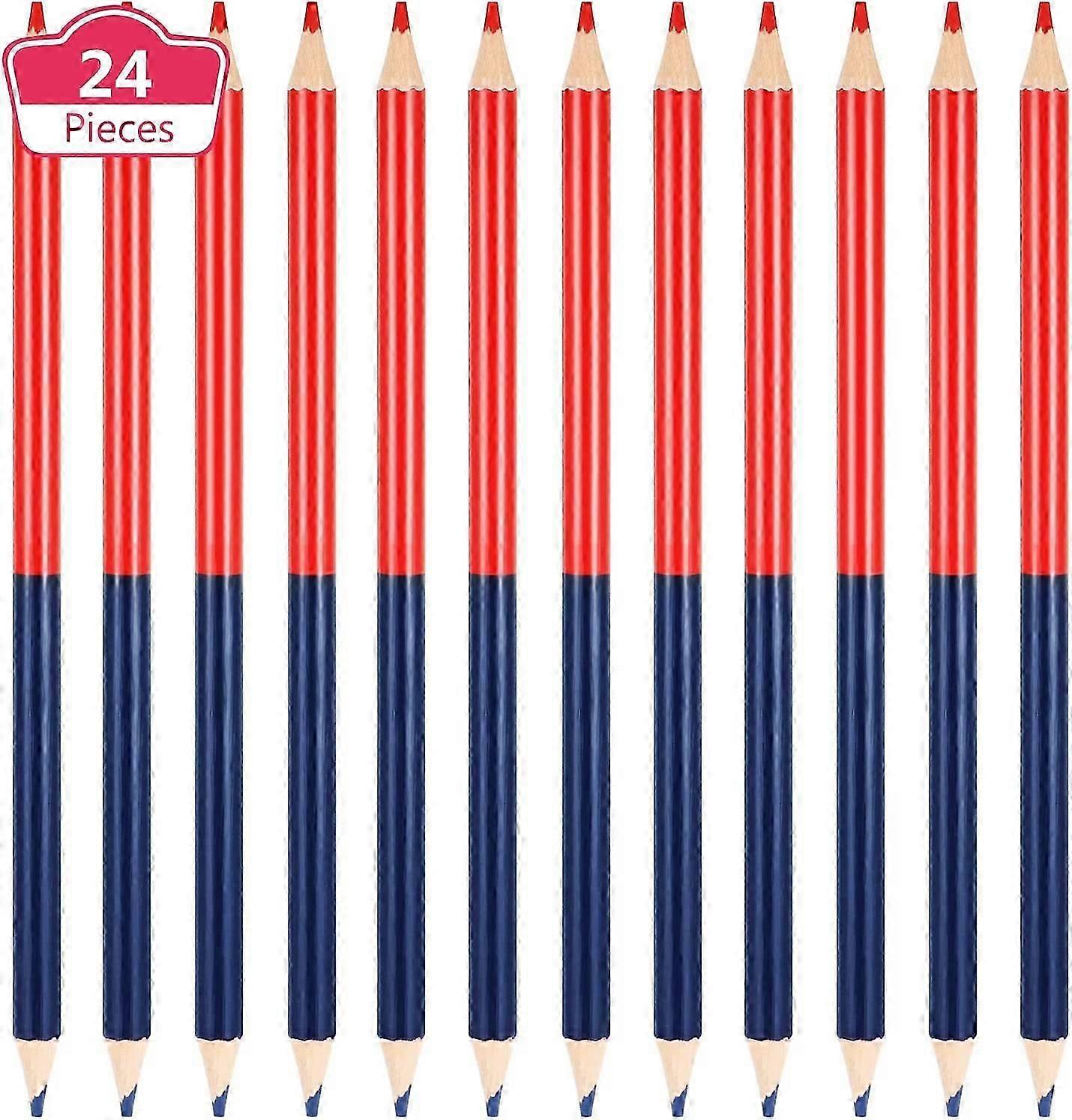 Check Pencil Red and Blue Erasable Pencil Pre-Sharpened Tip for Check Map Shading Test Grading (24)