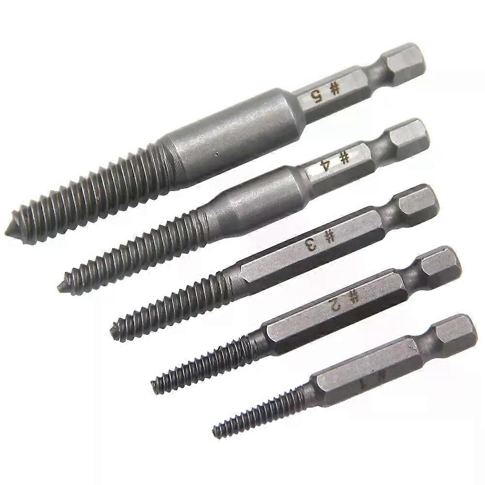 5Pc Hexagonal Handle Broken Head Screw Extractor Power Tool Accessory Hexagonal Broken Thread Extractor Thread Set