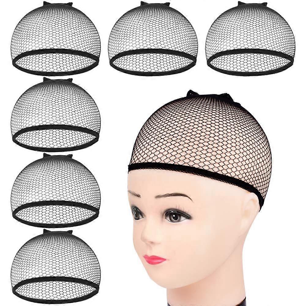 Wig Caps,Morgles 6Pcs Mesh Net Wig Caps Weaving Hair Net For Wig Close End Fishnet Wig Cap(Black)
