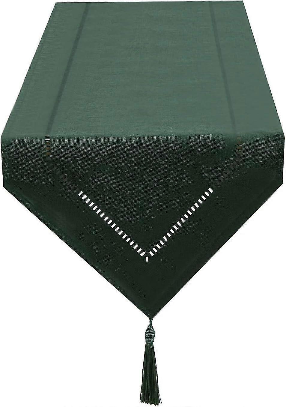 Chemin De Table Lin Vert Fonc 32 X 275 Cm, Chemin De Table De Haute Qualit, Chemin De Table Uni, Moderne, Facile D'entretien Pour Table  Manger, Table