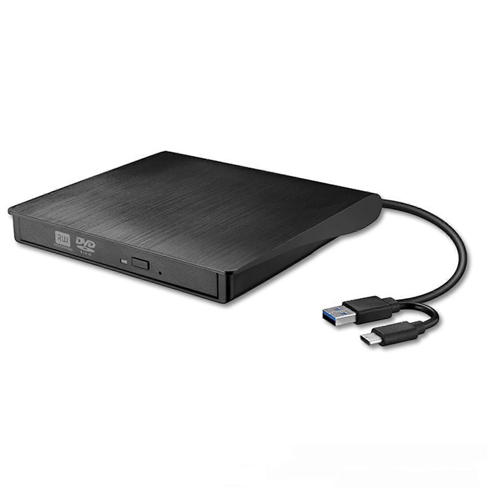Optical Drive with USB3.0 and Type C, External DVD Writer DVD Player for Desktop,Window XP/7/8/10  Black