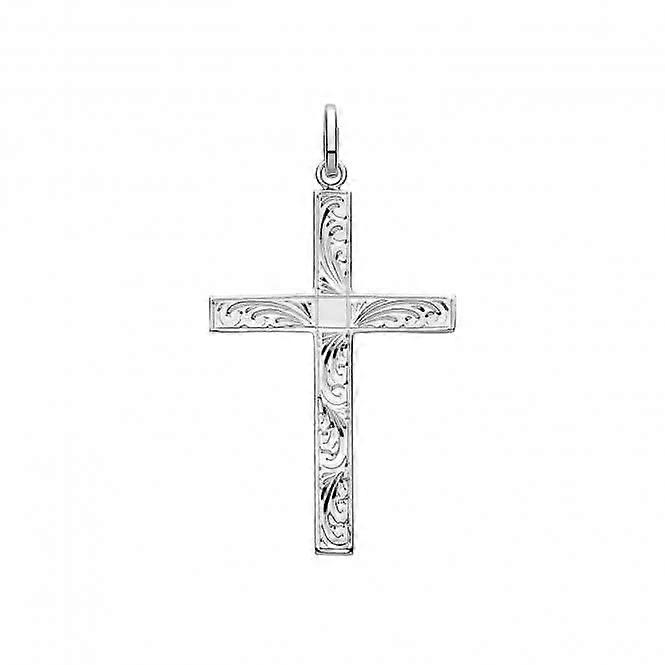 Acotis Silver Cross with Engraved H Design Pendant G61045E