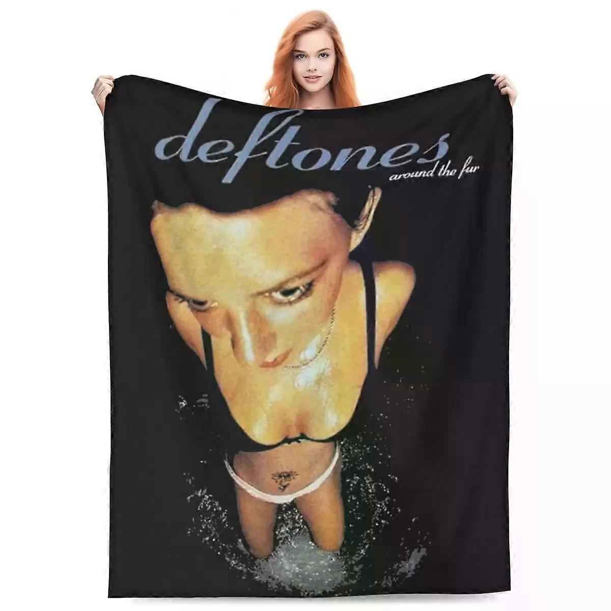 الرجعية Deftones الفرقة 80s 90s البطانيات الصوف المطبوعة الأبيض المهر ألبوم مريحة خفيفة الوزن بطانية للمنزل في الهواء الطلق قطعة السجاد