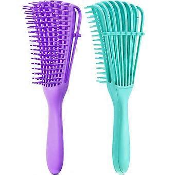 2 pakjes Afro-Amerikaanse/Afrikaanse haartexturen 3a tot 4c voor krullend/krullend/krullend/nat/droog/vettig/zwaar/lang haar, gemakkelijk schoon te maken met een geknoopte kam