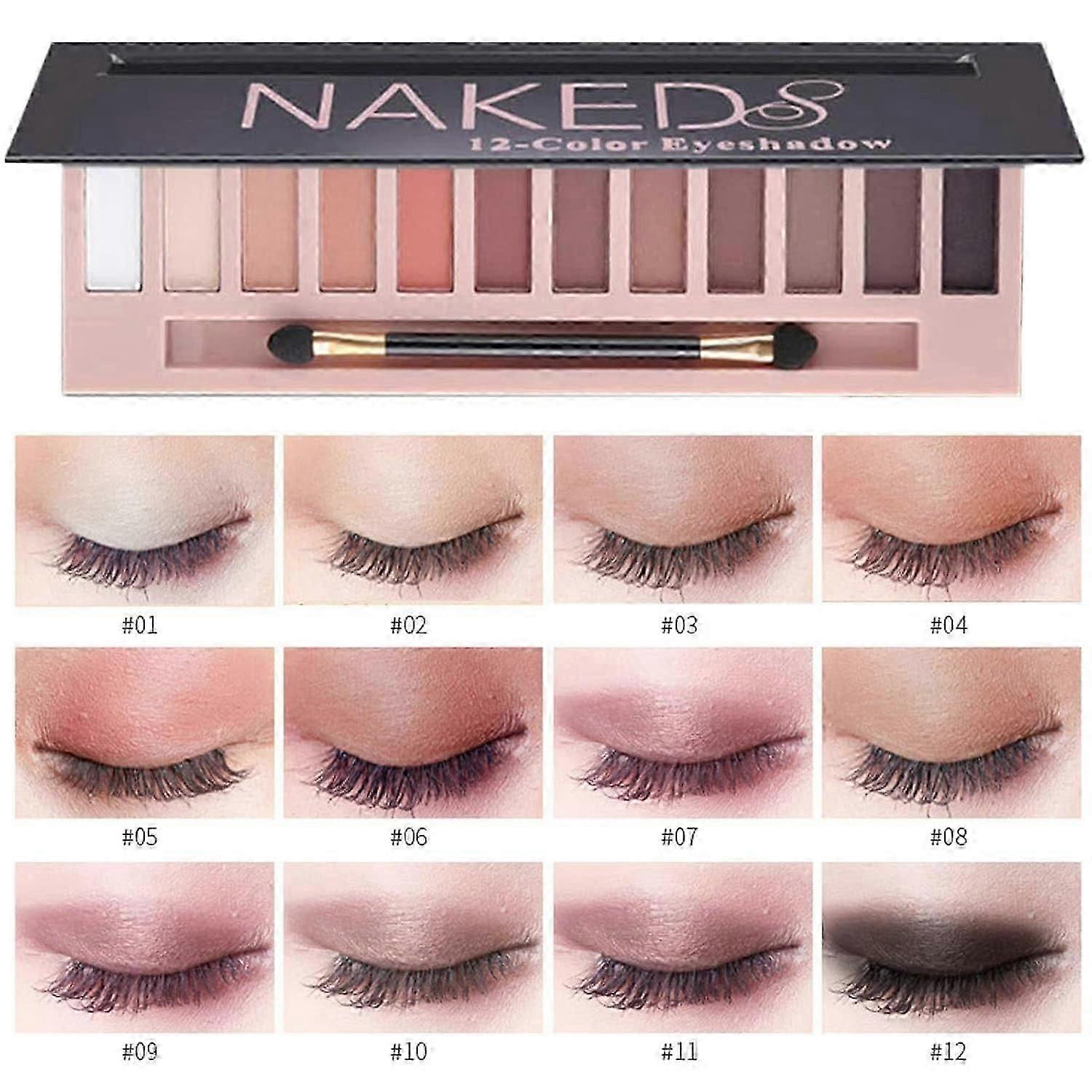 12 Colours Eyeshadow Palette,Matte Nude Shimmer Makeup Eyeshadow Palette,Matte Colour Series Eyeshadow,Waterproof Durable with Eyeshadow Brush