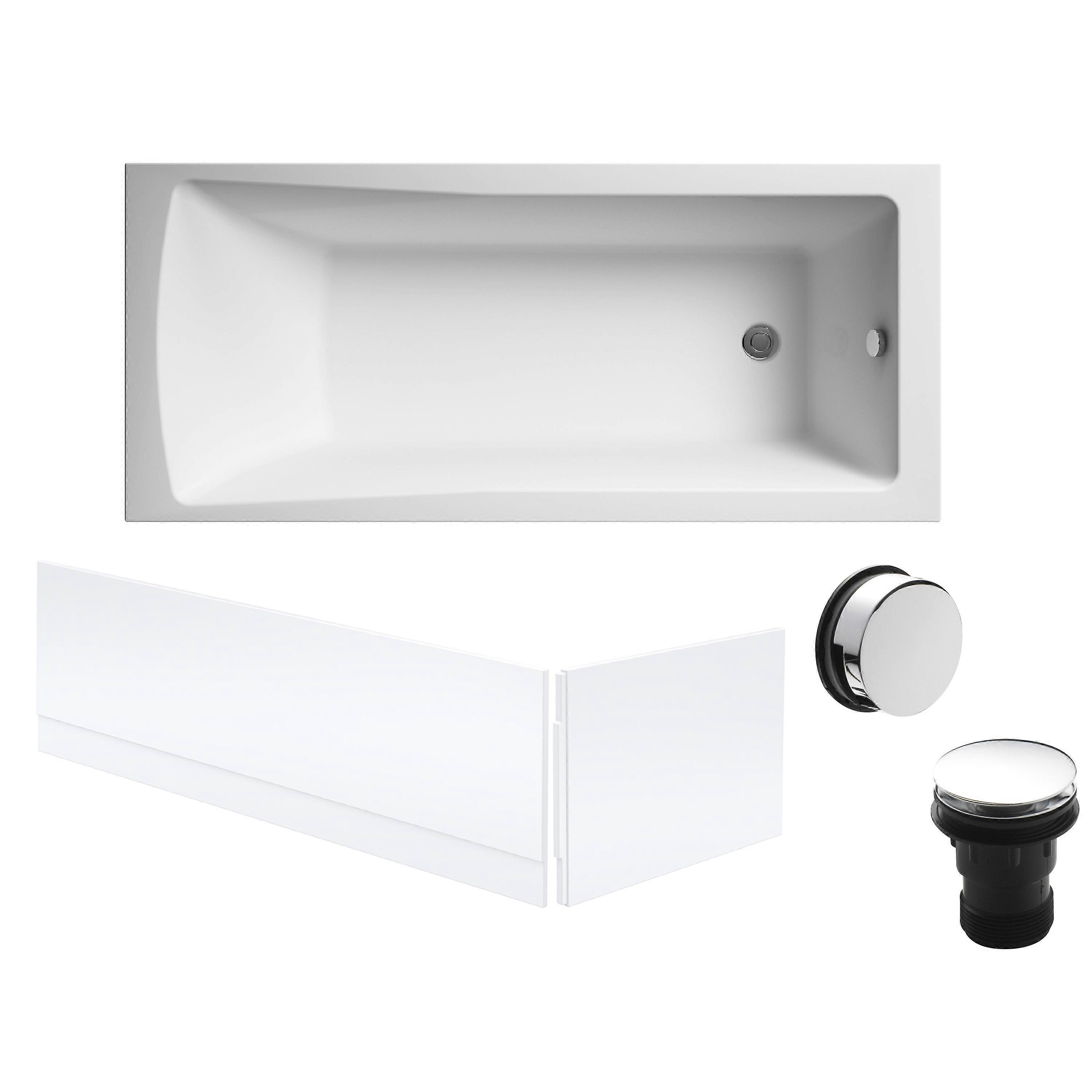 Square Single Ended 1700x700 with Leg Set, Chrome Waste & Front & End Bath Panels