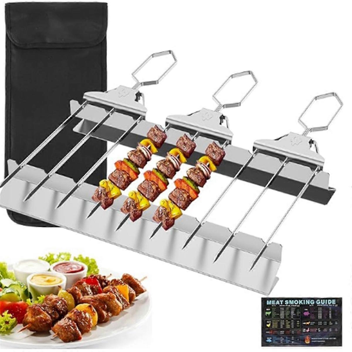 Grill Skewers with Handle,Stainless Steel BBQ Skewer Kabob Skewers for Meat, Chicken, Sausages