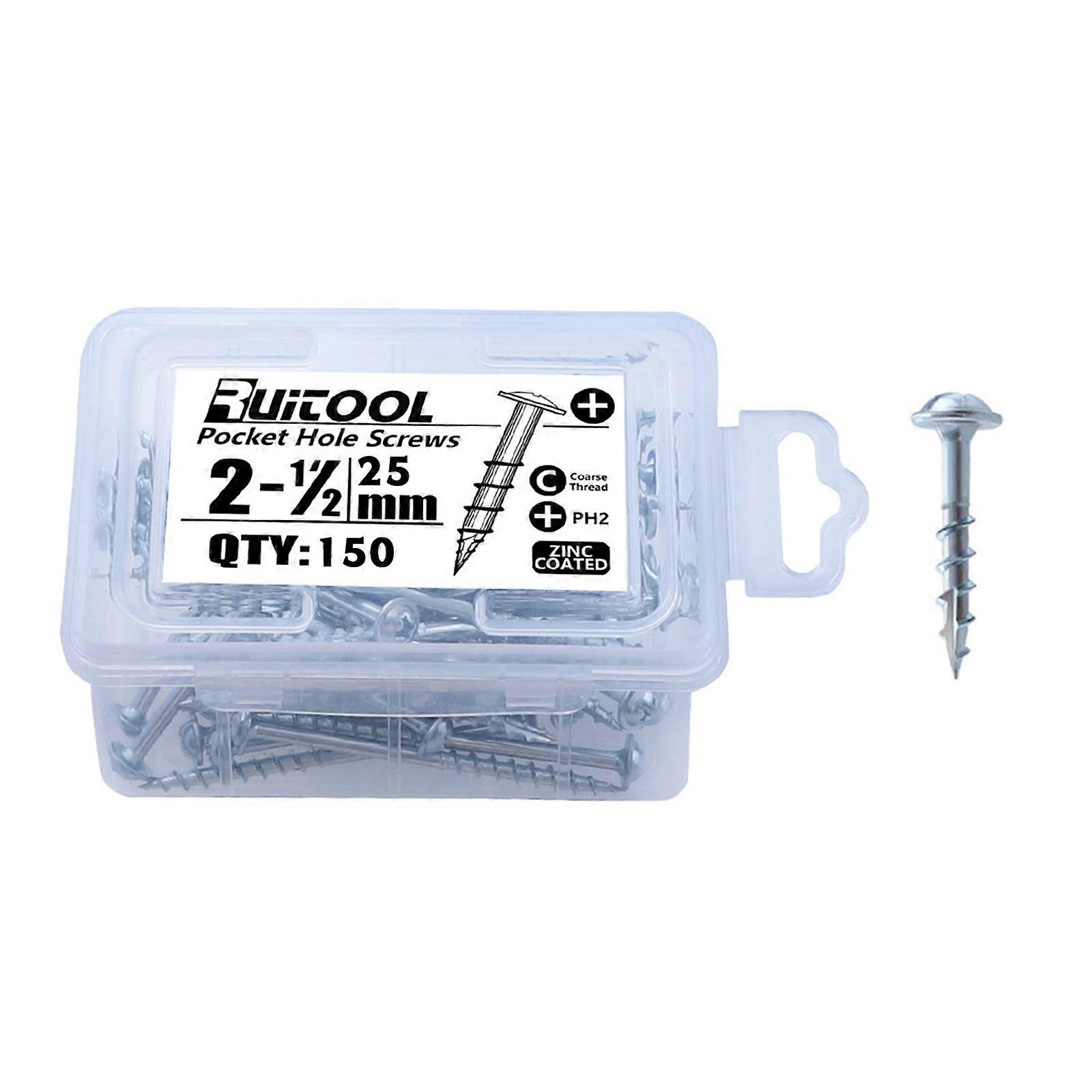 Durable Pocket-Hole Screw Kit for Cross Half-thread Self-tapping Screws 32 /25/38/50/63mm Galvanized Round for Head Ph2