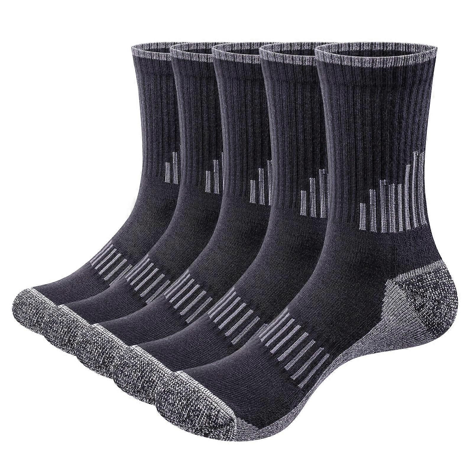 5 Pairs Moisture-Wicking Cotton Casual Socks Size 6-13 for Work with Padded Comfort and Breathable Design