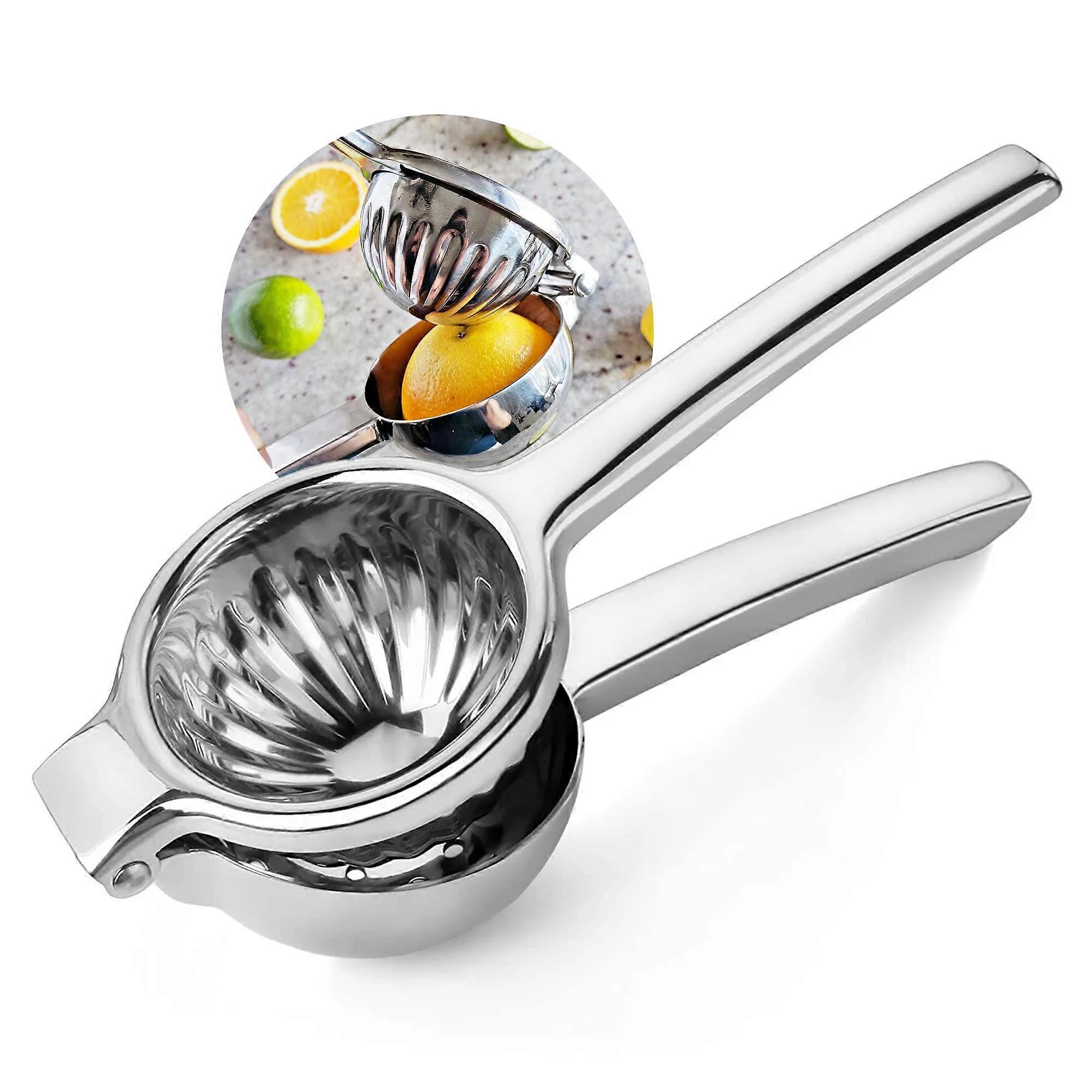 Premium Stainless Steel Lemon Squeezer Manual Lime Juicer with Large Bowl for Oranges, Easy Grip Design