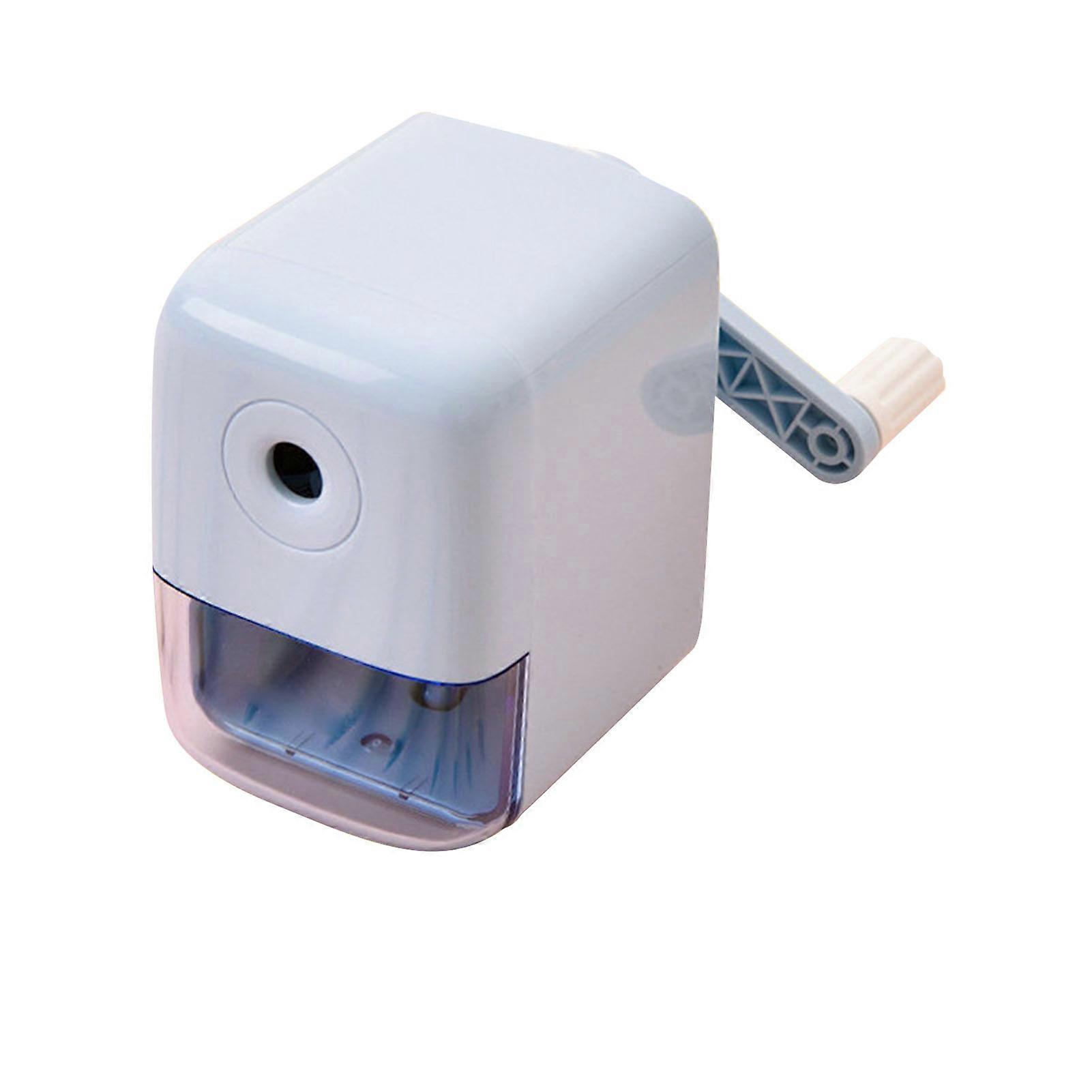 Kids Pencil Sharpener Safe Portable Automatic Grip Efficient Hand Crank Pencil Sharpener for School Blue