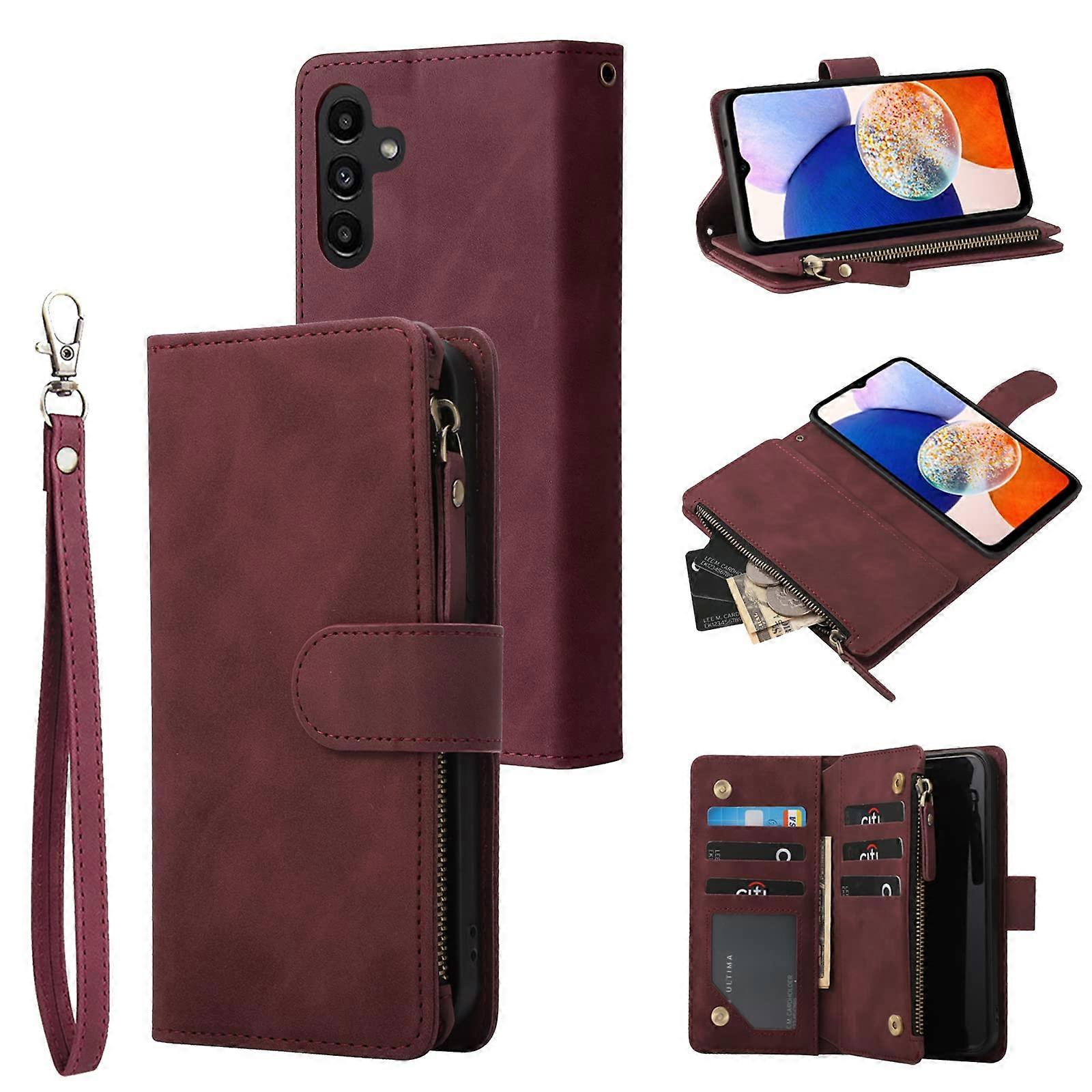 Compatible with Galaxy A14 5G Wallet Case, Premium  Leather Zipper Folio RFID Blocking