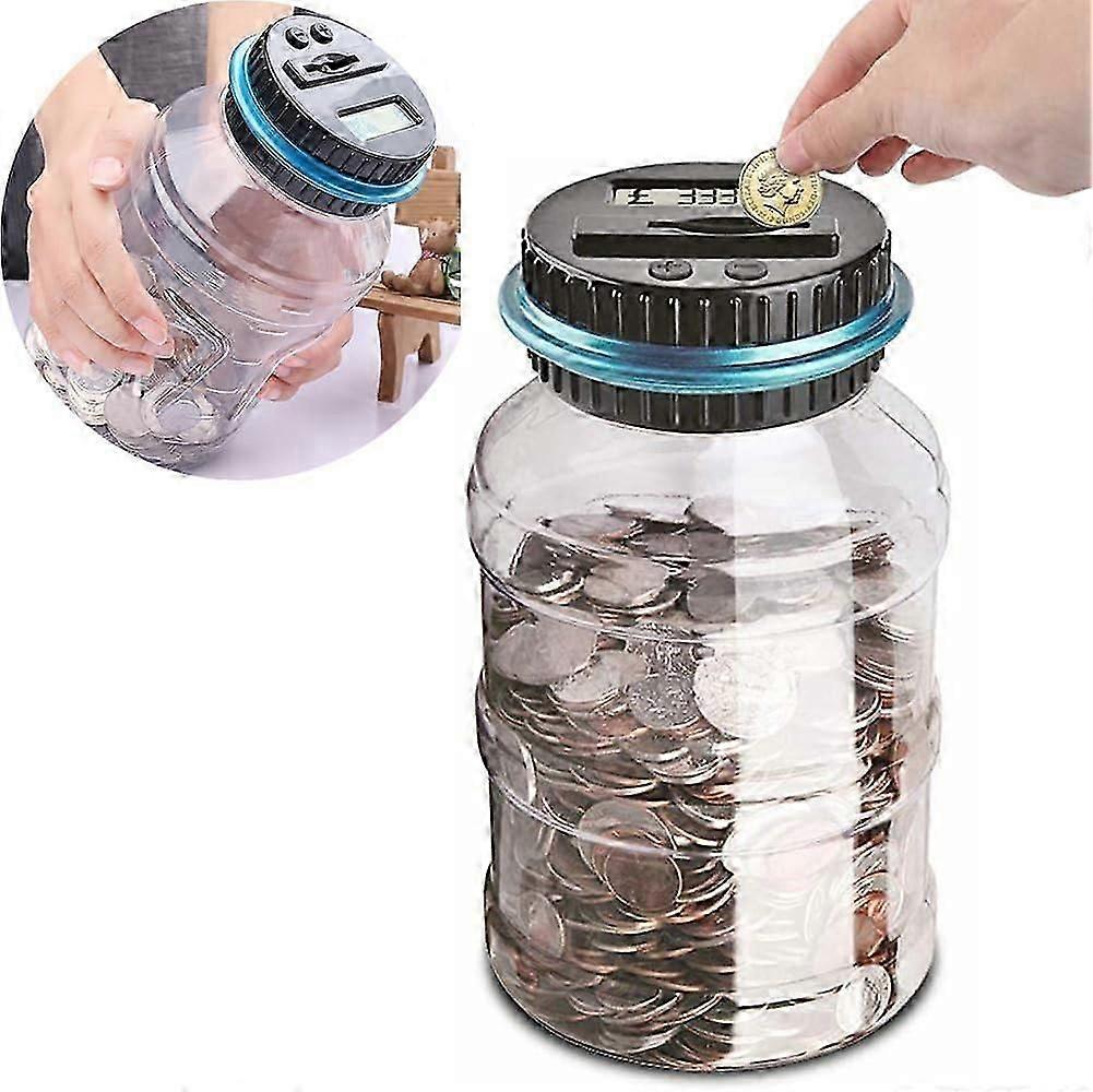 UK Coins Automatic Counting , Capacity Transparent Money Saving Jar with LCD Display for Kids and Adult (big size)