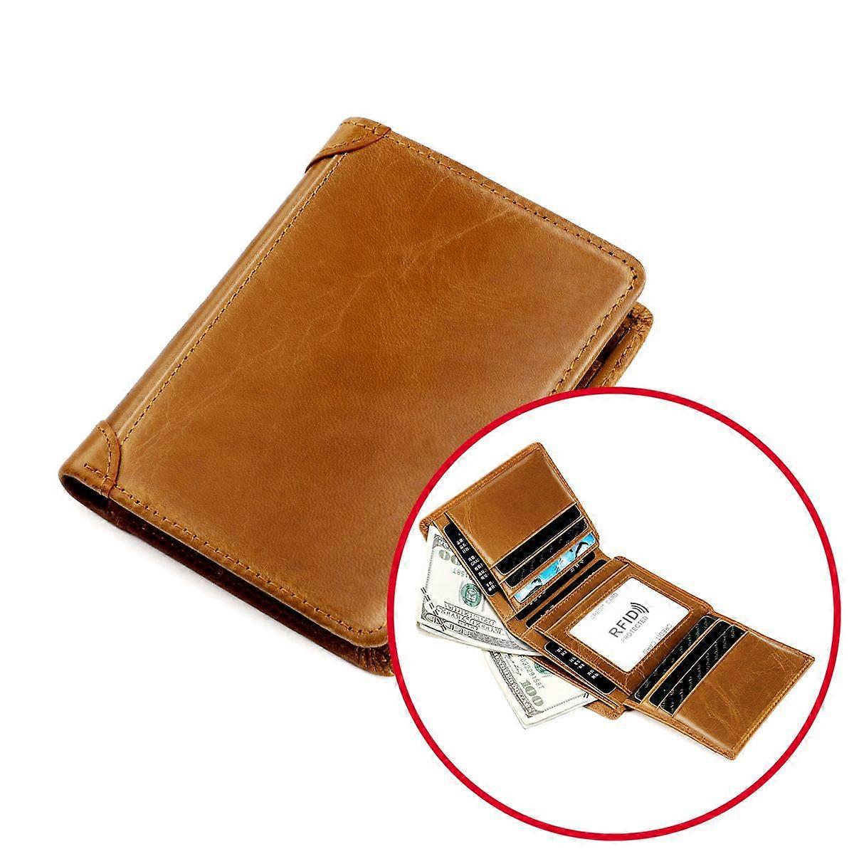 Men Leather Foldable Luxury Billfold Slim Hipster Cowhide Credit Card Card Holder Inserts Coin Purses