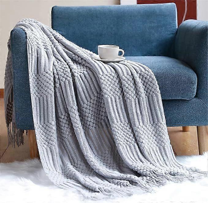 Bedspread, Bohemian style blanket, soft knitted blanket, reversible blanket, Nordic style sofa blanket 127220CM