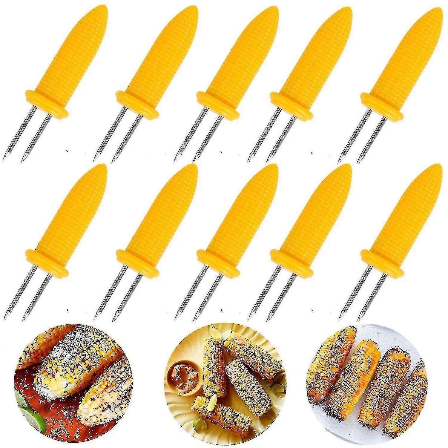 10pcs Corn Holders,stainless Steel Corn Fork For Bbq Sweetcorn Holders