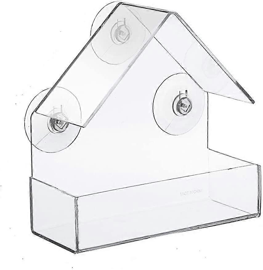 Window Bird Feeders with 3 Strong Suction Cups – Clear Acrylic, Easy to Clean, Bird House with Drain Holes