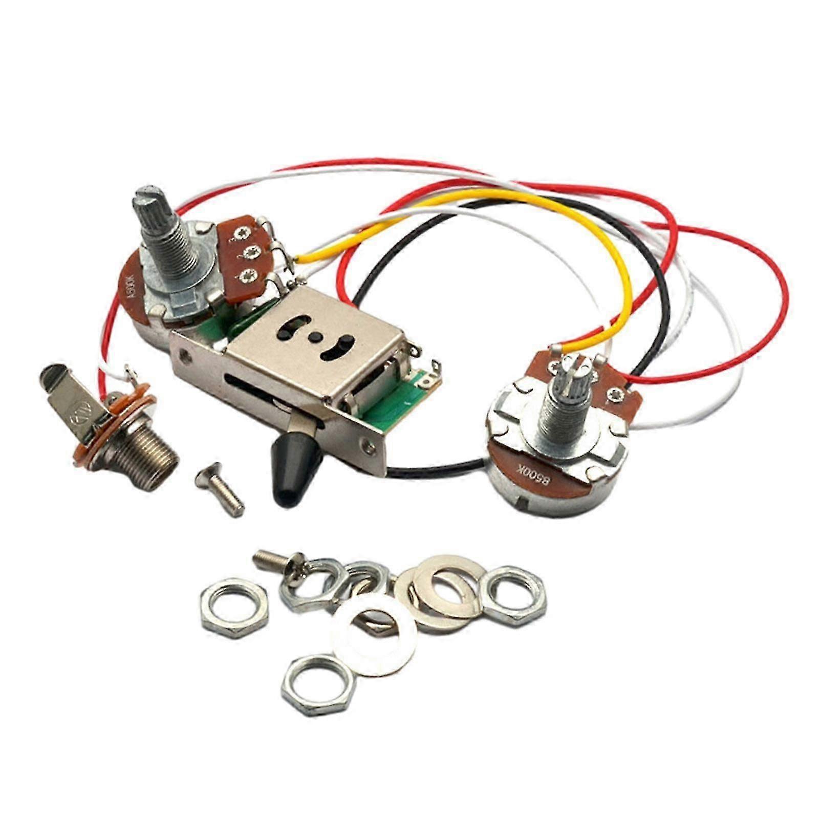 Guitar Wiring Harness Set with 6.35 Output Professional Connector Wire Cable Metal Guitar Potentiometer Replacement Accessory