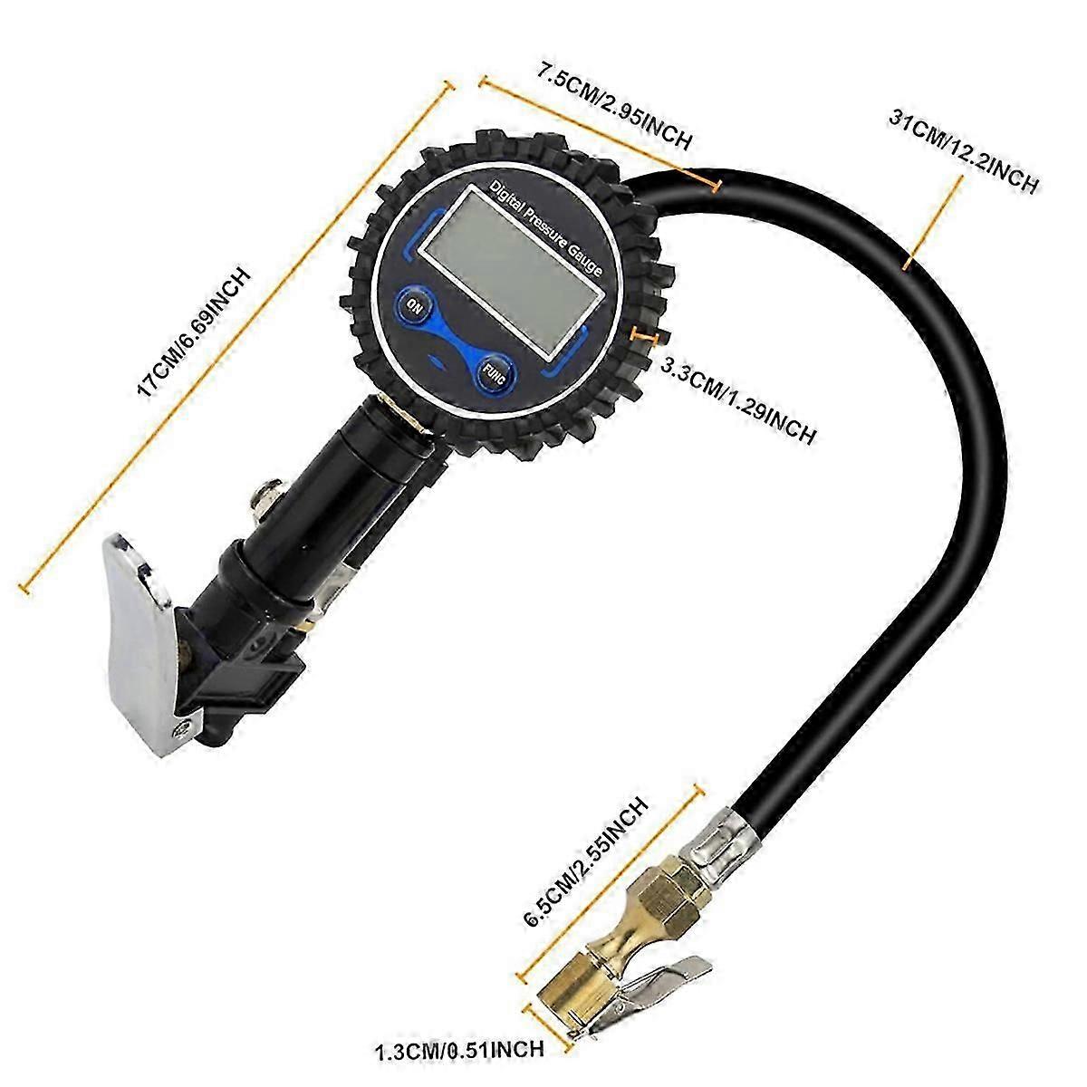 250psi LCD Display Tire Pressure Counter Digital Backlight Vehicle Tester Inflation Monitoring Pres