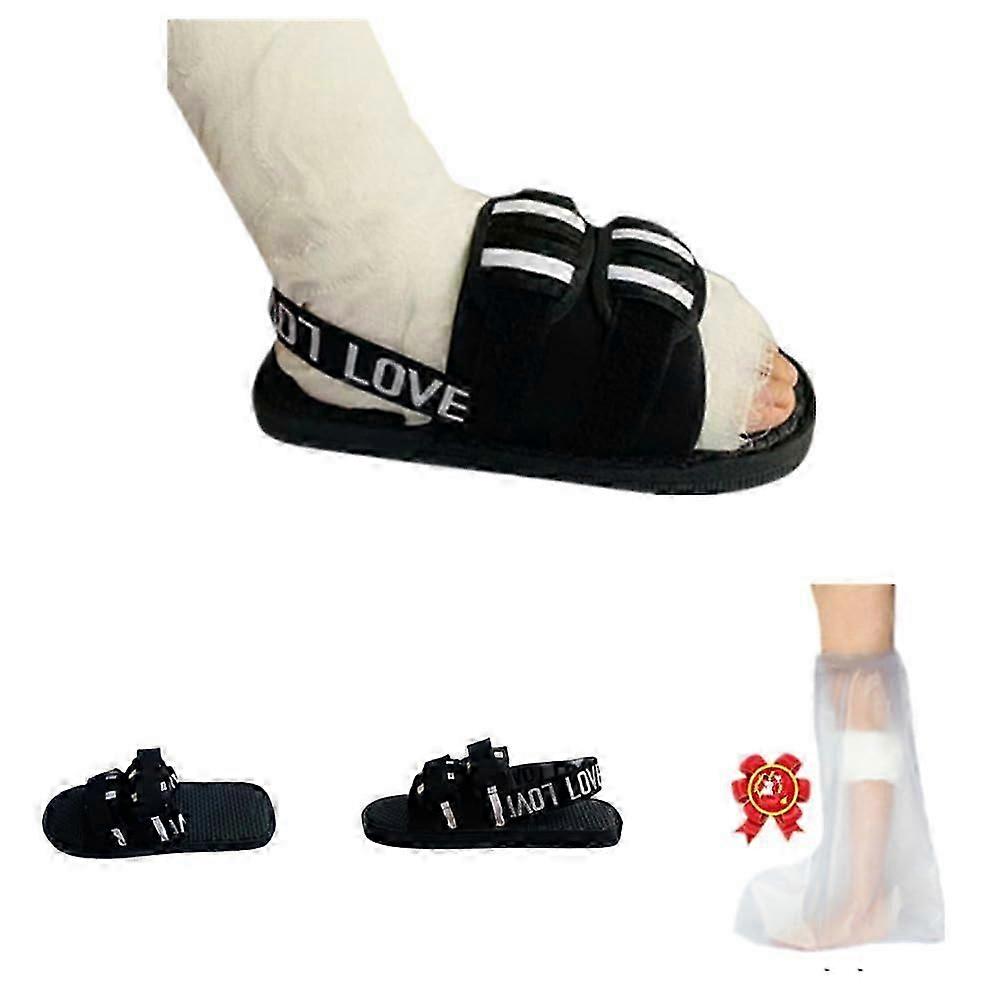 Post Op Shoe with Leg Cast Cover, Retractable and Adjustable Shoelaces, Unisex, 2-in-1 design
