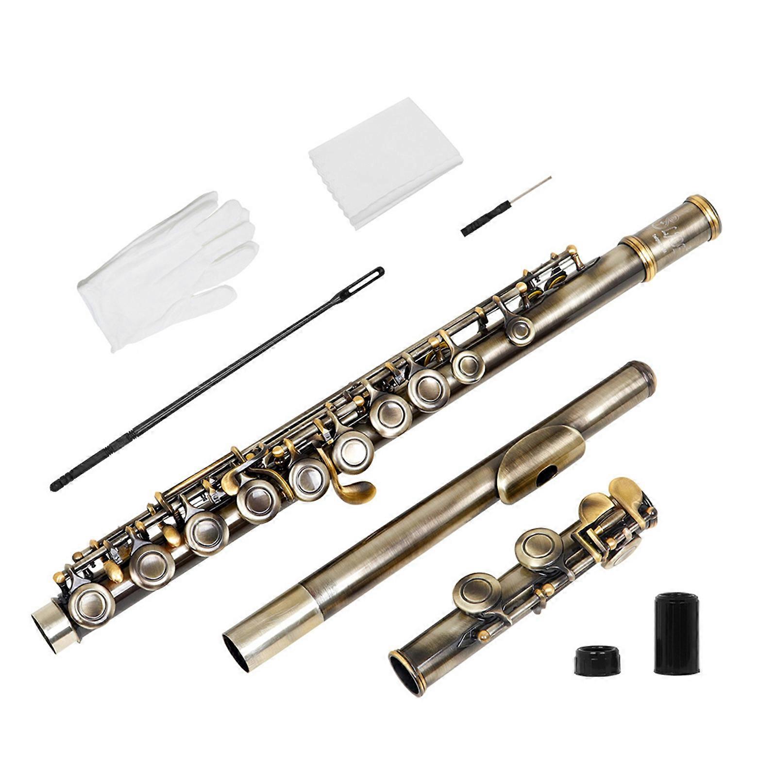 Beginner Friendly 16 Foro Chiuso C Flauto Chiave in Bronzo Verde con Ergonomia per Principianti e Appassionati
