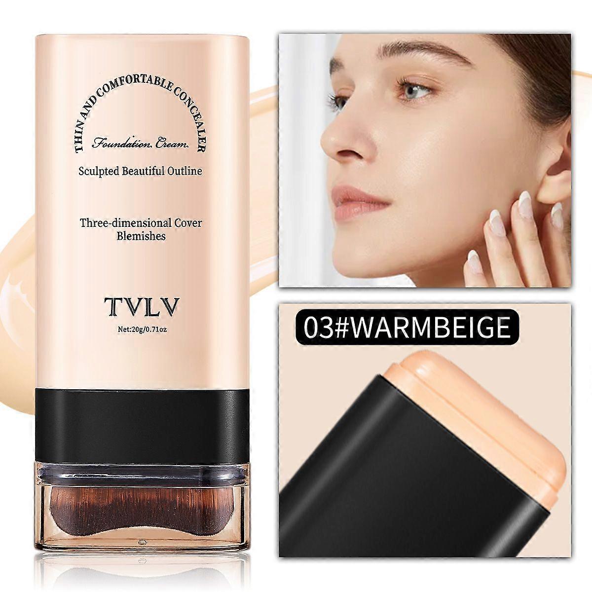 Multi-Use Full Coverage Foundation Stick Makeup, Concealer and Contour Stick with Built-In Brush, Long-Lasting Hydrating & Light, Smooth Creamy Finish