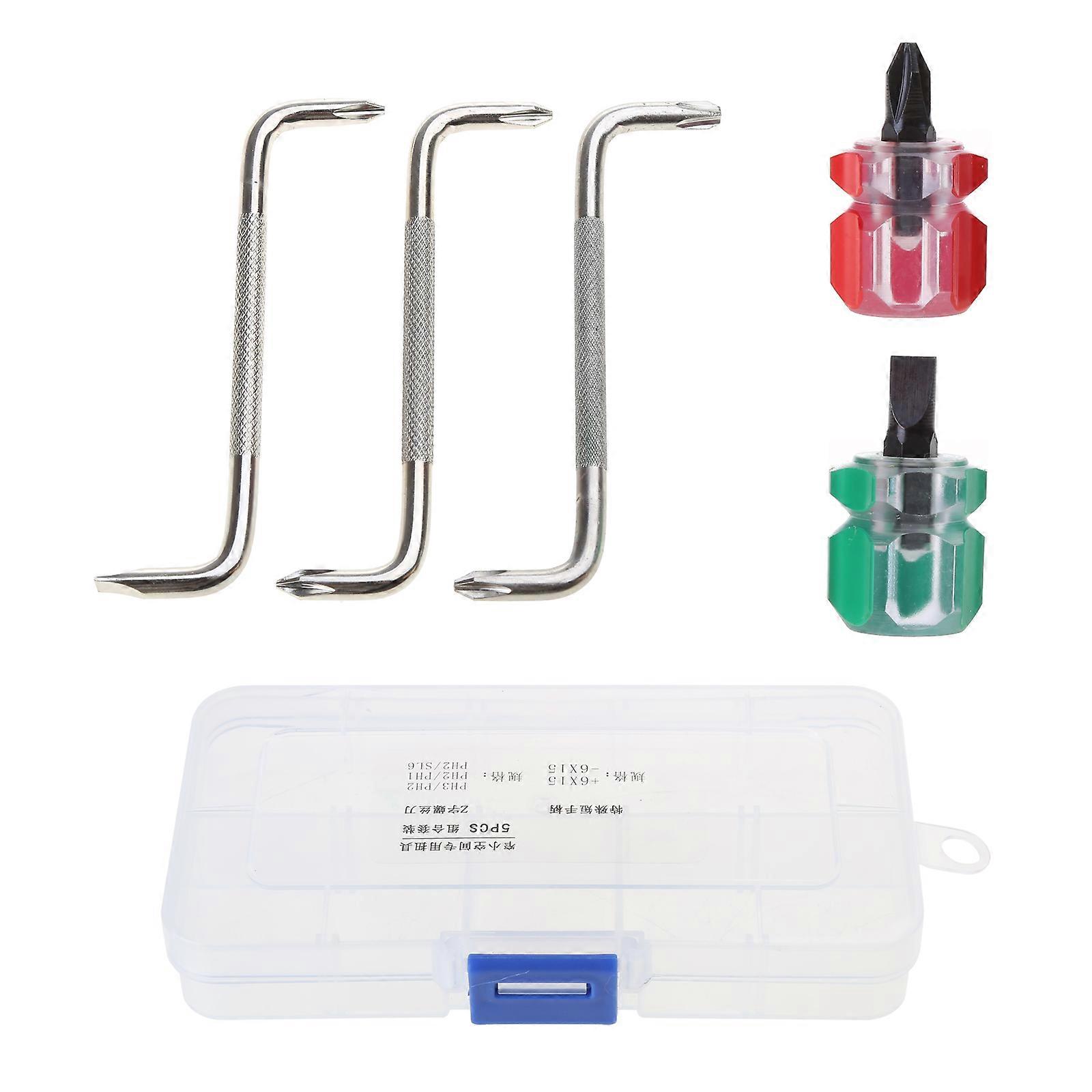 5Pcs Offset Screwdriver Set ZType Double Head Screwdriver with Cross Slotted/Flat Screwdrivers for Tight Space Operation