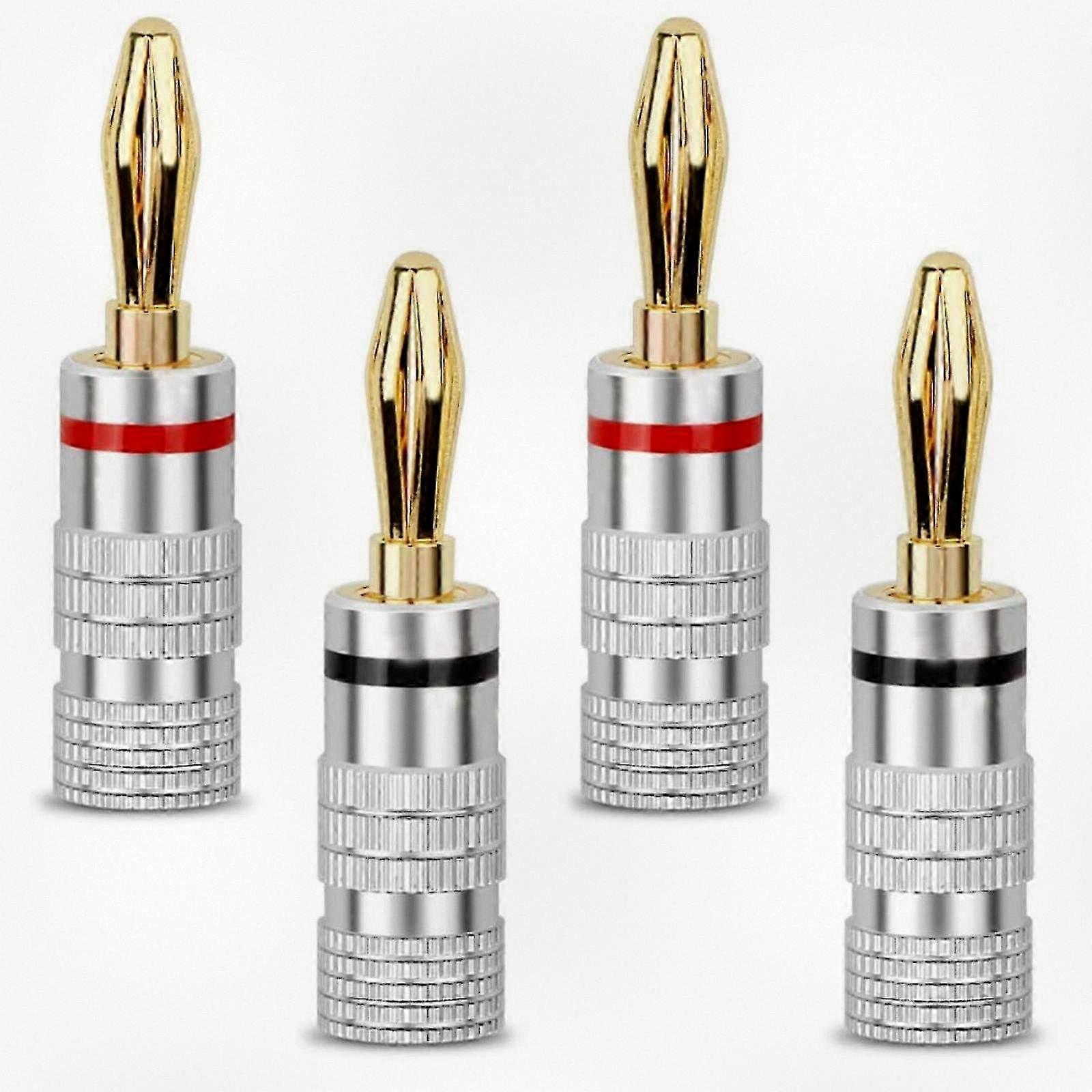 High-Quality 24k Gold Plated Banana Plug Connectors for Speakers and Amplifiers, Suitable for 12 AWG - 18 AWG Gauge Size 4mm, Perfect for Hi