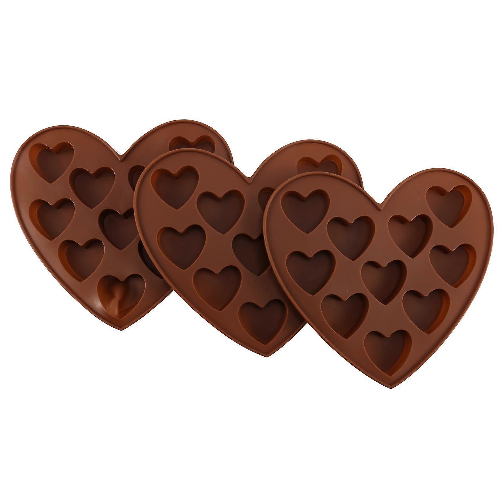 3Pcs Heart Shape Silicone Molds Chocolate Making, Ice Square Molds
