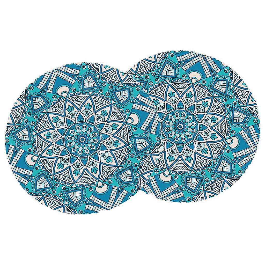 2pcs Table Cover Decoration Elastic Edged Tablecloth 47" Round Kaleidoscope