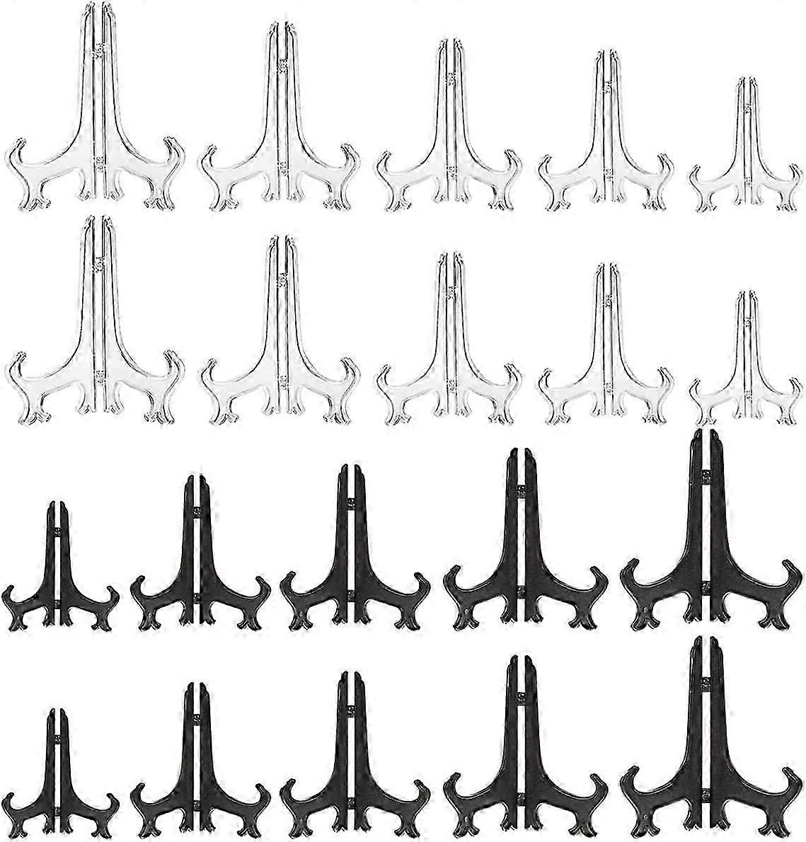 Set of 20 plastic easels for displaying plates, bowls, books