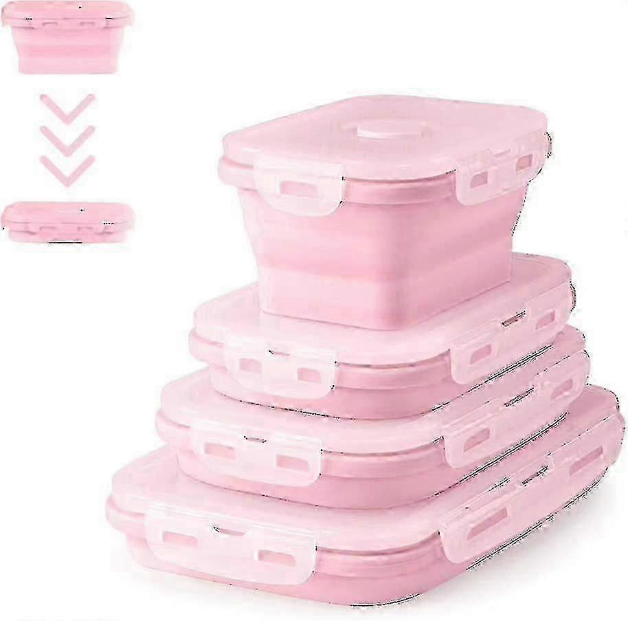 4pcs Silicone Collapsible Containers Collapsible Food Storagelunch Boxes Collapsible Silicone Lunch Box Containers Sets