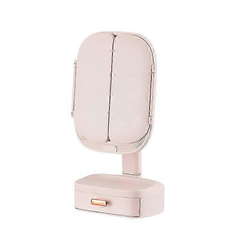 LED Makeup Mirror with Lights, Adjustable Angle, 3 Color Modes, Touch Control & Storage - Pink