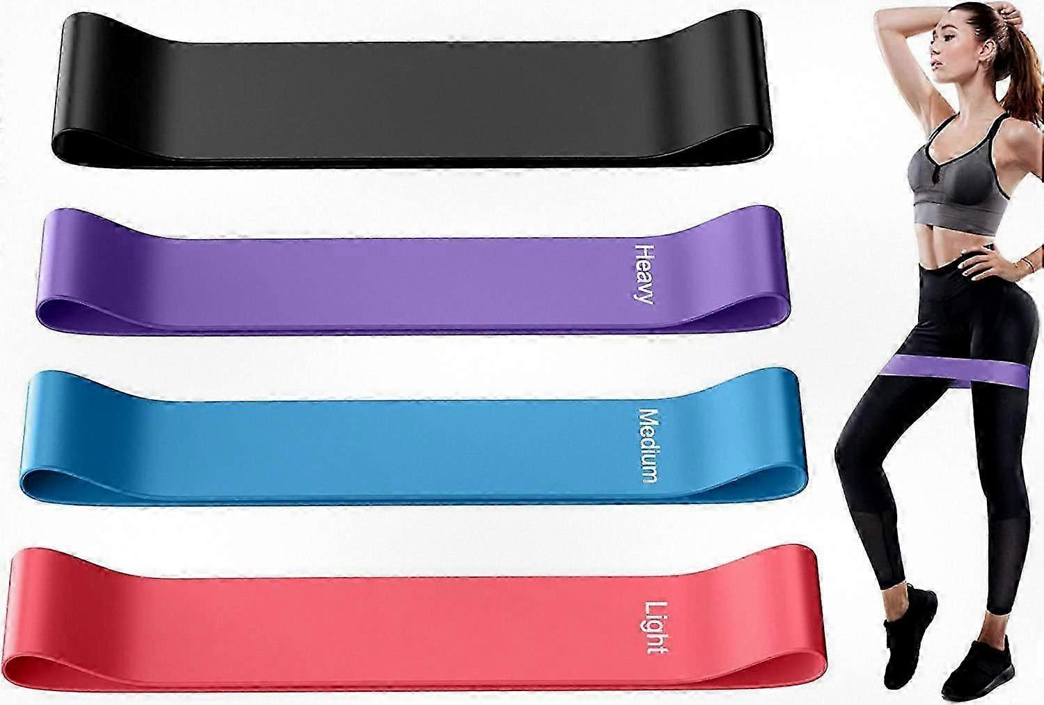 4PCS Exercise Resistance Bands for Legs, Glutes, and Arms, 4 Levels of Skin-Friendly Fitness Loop Bands for Gym, Home, Yoga, and Pilates Use