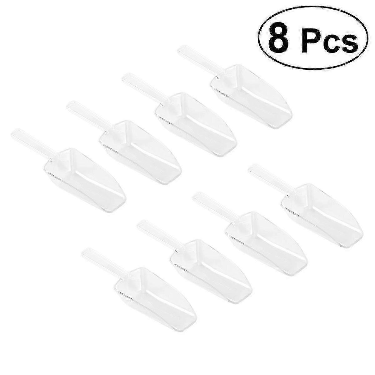 8pcs Mini Clear Plastic Scoops for Flour Candy Dessert Buffet (White)