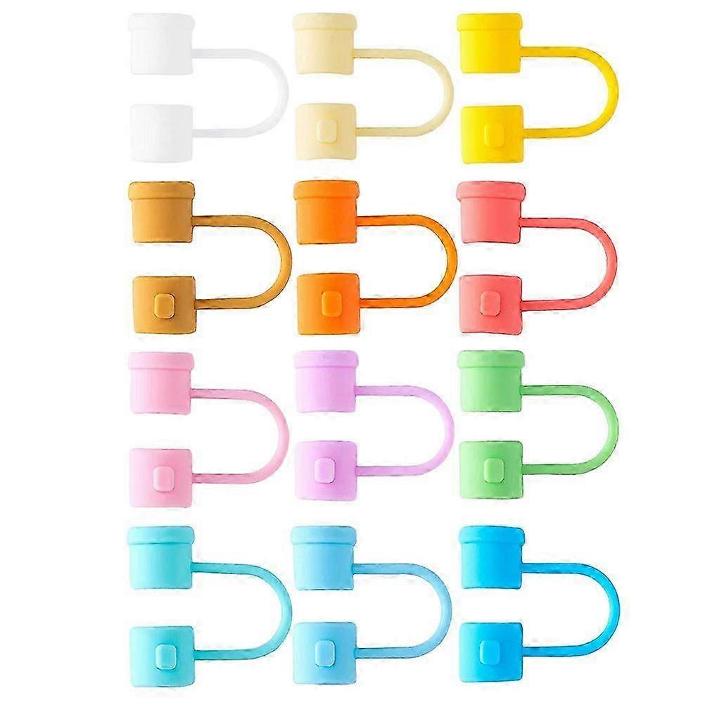 12pcs Reusable Straw Cover Cap Silicone Straw Tip Covers Drinking Straw Protective Caps Straw Topper